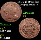 1802 S-242 R2 Draped Bust Large Cent 1c Grades g+