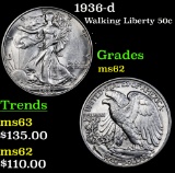 1936-d Walking Liberty Half Dollar 50c Grades Select Unc