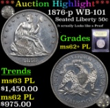 ***Auction Highlight*** 1876-p WB-101 Seated Half Dollar 50c Graded Select Unc+ PL By USCG (fc)