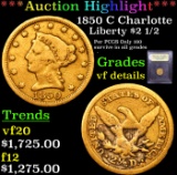 ***Auction Highlight*** 1850 C Charlotte Gold Liberty Quarter Eagle $2 1/2 Graded vf details By USCG