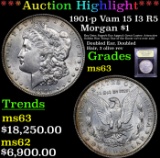 ***Auction Highlight*** 1901-p Vam 15 I3 R5 Morgan Dollar $1 Graded Select Unc By USCG (fc)