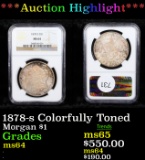 ***Auction Highlight*** NGC 1878-s Colorfully Toned Morgan Dollar $1 Graded ms64 By NGC (fc)