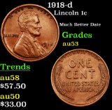 1918-d Lincoln Cent 1c Grades Select AU