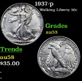 1937-p Walking Liberty Half Dollar 50c Grades Select AU