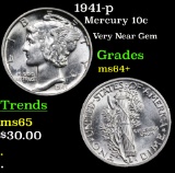 1941-p Mercury Dime 10c Grades Choice+ Unc
