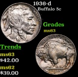 1936-d Buffalo Nickel 5c Grades Select Unc