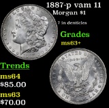 1887-p vam 11 Morgan Dollar $1 Grades Select+ Unc