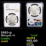 NGC 1885-p Morgan Dollar $1 Graded ms63 By NGC