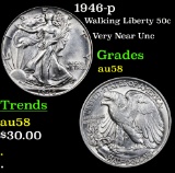 1946-p Walking Liberty Half Dollar 50c Grades Choice AU/BU Slider