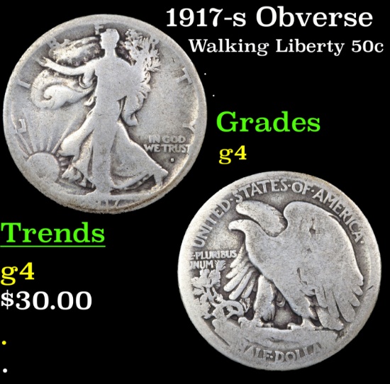 1917-s Obverse Walking Liberty Half Dollar 50c Grades g, good