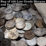 ***Auction Highlight*** Bag of 100 Low Grade Morgan And Peace Dollar. (fc)