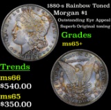 1880-s Rainbow Toned Morgan Dollar $1 Grades GEM+ Unc