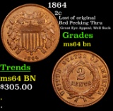 1864 Two Cent Piece 2c Grades Choice Unc BN