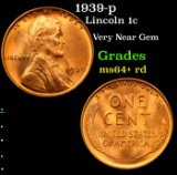 1939-p Lincoln Cent 1c Grades Choice+ Unc RD