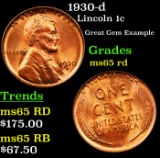 1930-d Lincoln Cent 1c Grades GEM Unc RD