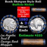 Buffalo Nickel Shotgun Roll in Old Bank Style 'Los Angeles Trust And Savins Bank'  Wrapper 1920 & d