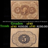 1862 US Fractional Currency 5c First Issue fr-1230 Thomas Jefferson W/ Monigram Grades xf