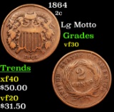 1864 Two Cent Piece 2c Grades vf++