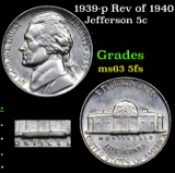 1939-p Rev of 1940 Jefferson Nickel 5c Grades Select Unc 5fs