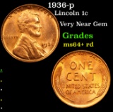 1936-p Lincoln Cent 1c Grades Choice+ Unc RD