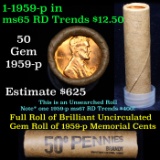 Uncirculated Shotgun Lincoln 1c roll, 1959-p 50 pcs Brandt Wrapper