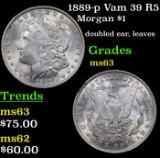 1889-p Vam 39 R5 Morgan Dollar $1 Grades Select Unc