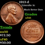 1913-d Lincoln Cent 1c Grades xf+