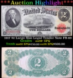 ***Auction Highlight*** 1917 $2 Large Size Legal Tender Note FR-60 Grades Choice AU/BU Slider+ EPQ (