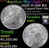 ***Auction Highlight*** 1830 O-109 R3 Capped Bust Half Dollar 50c Graded Select Unc By USCG (fc)