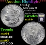 ***Auction Highlight*** 1891-p Morgan Dollar $1 Graded Select+ Unc By USCG (fc)