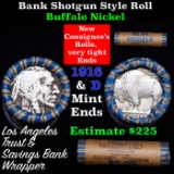 Buffalo Nickel Shotgun Roll in Old Bank Style 'Los Angeles Trust And Savins Bank'  Wrapper 1916 & d
