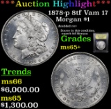 ***Auction Highlight*** 1878-p 8tf Vam 17 Morgan Dollar $1 Graded GEM+ Unc By USCG (fc)