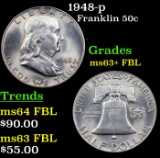 1948-p Franklin Half Dollar 50c Grades Select Unc+ FBL