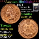 ***Auction Highlight*** 1878 Indian Cent 1c Graded Choice+ Unc RB By USCG (fc)