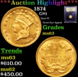 ***Auction Highlight*** 1874 Gold Dollar $1 Graded Select Unc By USCG (fc)