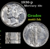 1936-p Mercury Dime 10c Grades Select Unc FSB