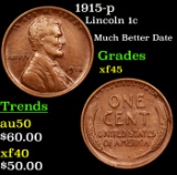 1915-p Lincoln Cent 1c Grades xf+