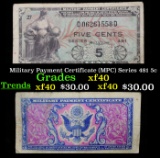 Military Payment Certificate (MPC) Series 481 5c Grades xf