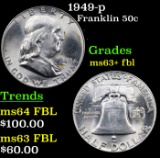 1949-p Franklin Half Dollar 50c Grades Select Unc+ FBL