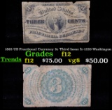 1865 US Fractional Currency 3c Third Issue fr-1226 Washingon Grades f, fine