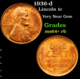 1936-d Lincoln Cent 1c Grades Choice+ Unc RB