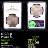 NGC 1923-p Peace Dollar $1 Graded ms64 By NGC