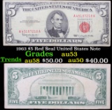 1963 $5 Red Seal United States Note Grades Select AU