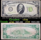 1934 $10 Green Seal Federal Reserve Note (Chicago, IL) Grades vf++