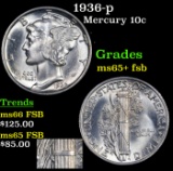 1936-p Mercury Dime 10c Grades GEM+ FSB