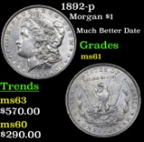 1892-p Morgan Dollar $1 Grades BU+