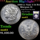 ***Auction Highlight*** 1890-cc Vam 3 I4 R4 Morgan Dollar $1 Graded Select Unc By USCG (fc)