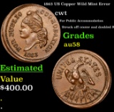 1863 US Copper Wild Mint Error Civil War Token 1c Grades Choice AU/BU Slider