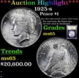 *Highlight Of Entire Auction* 1925-s Peace Dollar $1 Graded GEM Unc By USCG (fc)