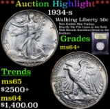 ***Auction Highlight*** 1934-s Walking Liberty Half Dollar 50c Graded Choice+ Unc By USCG (fc)